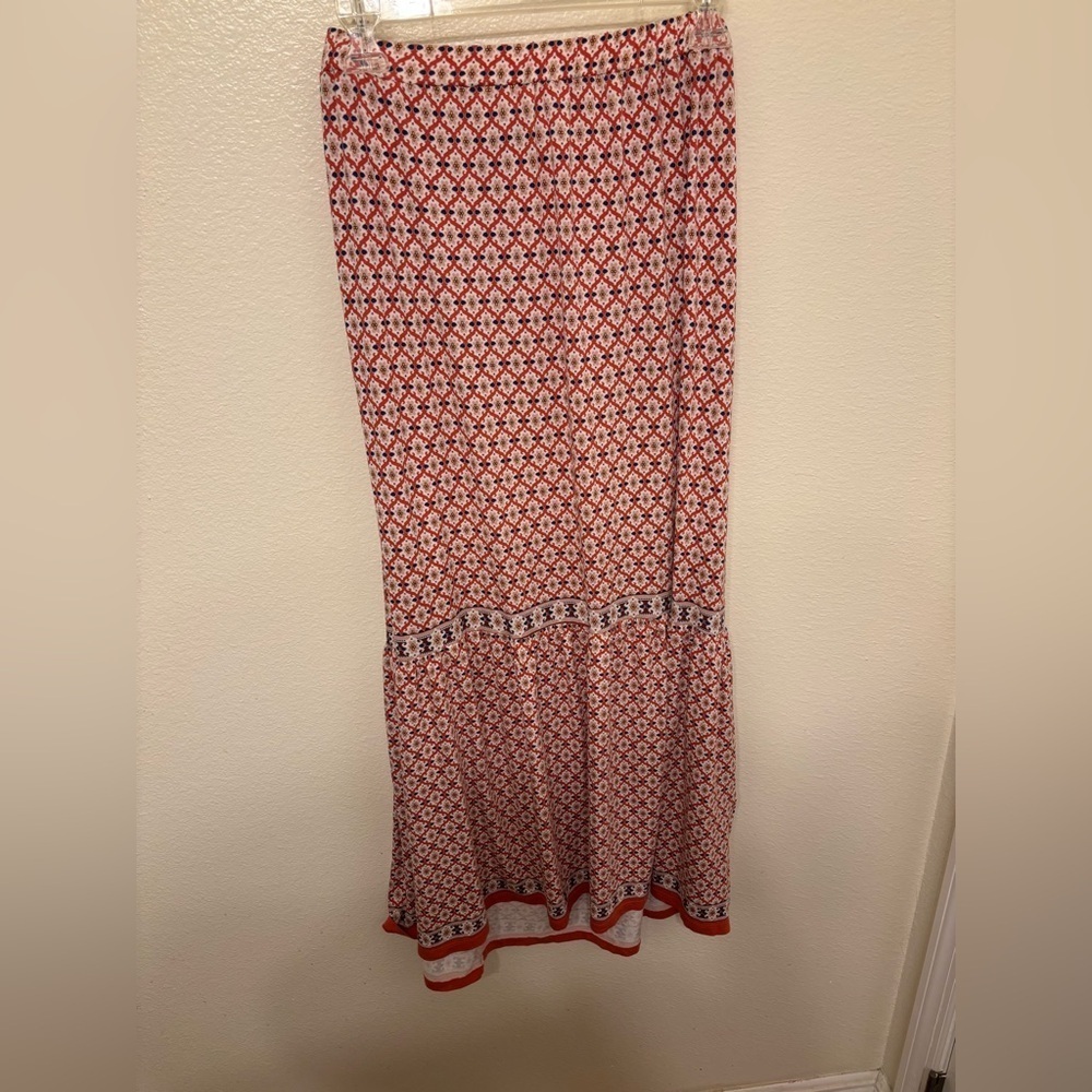 Max Edition Red and White Geometric Maxi Skirt